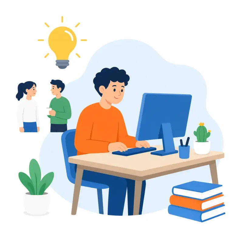 Illustration of a person planning Instagram growth at a desk